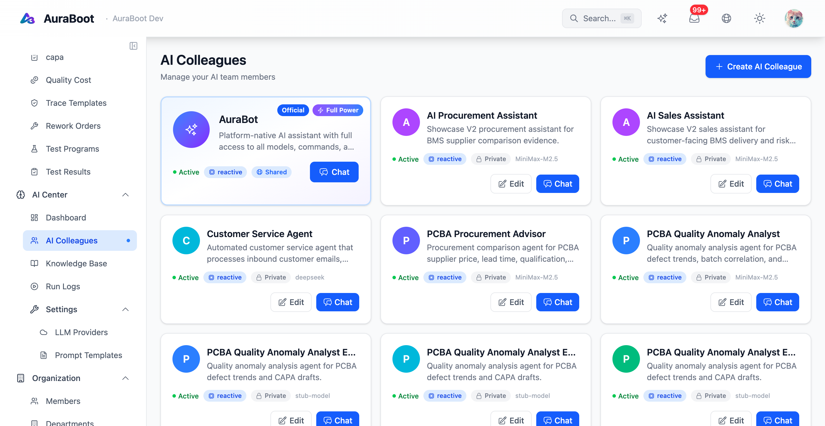 AI Colleagues — configured agents