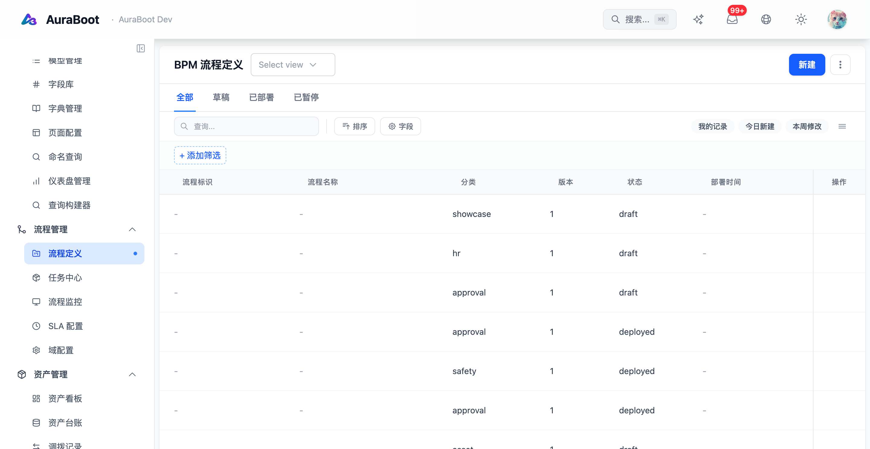 BPMN 流程列表