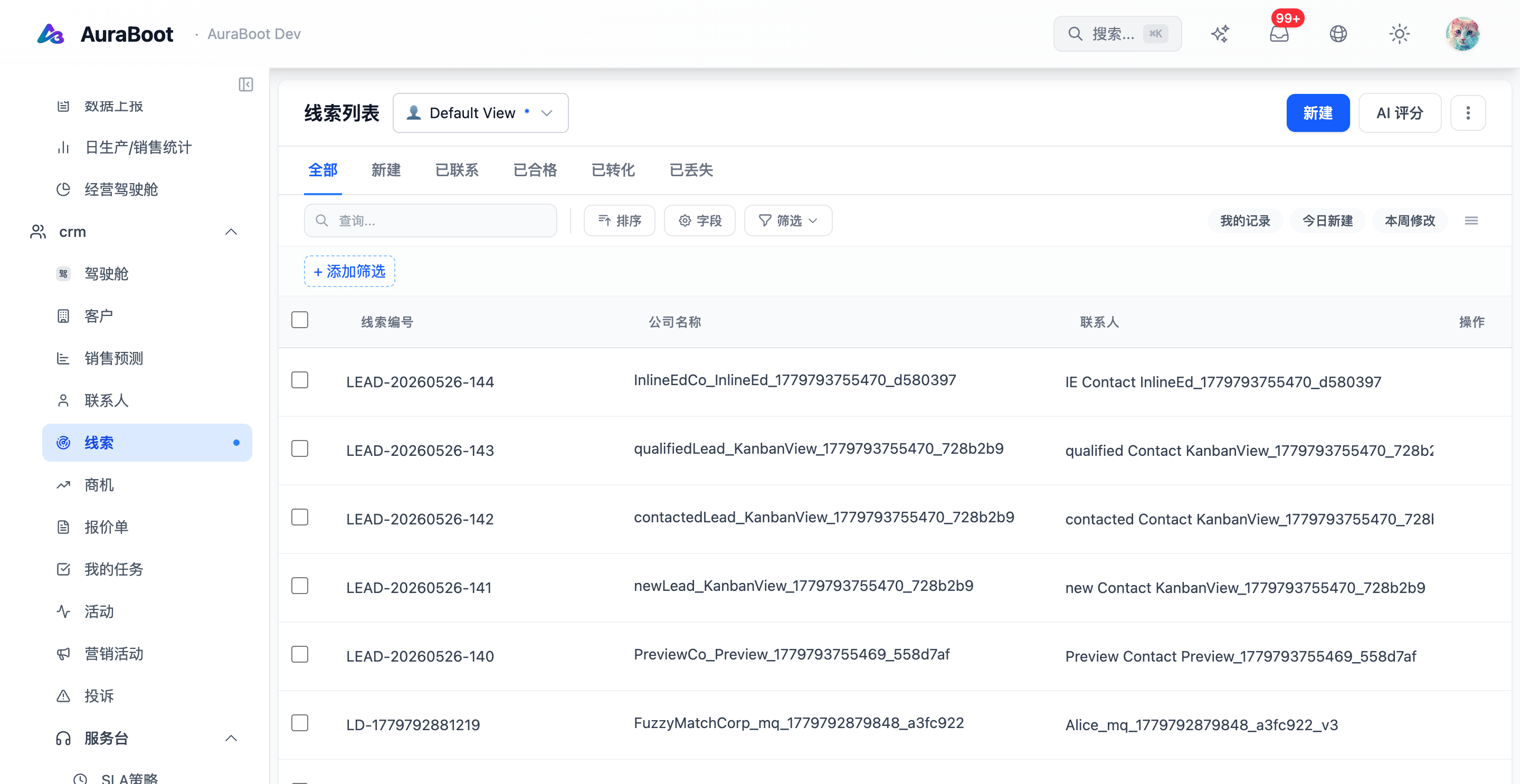 Lead 列表 Page
